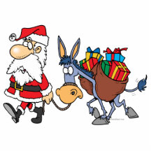 silly santa and christmas donkey photo sculpture