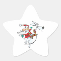 silly santa on a kangaroo funny cartoon sticker