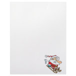 silly scared santa on a sled cartoon letterhead