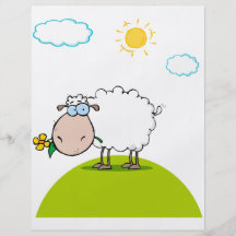 silly sheep on a hill with a flower personalized flyer