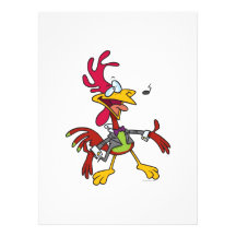 silly singing rooster cartoon custom invite