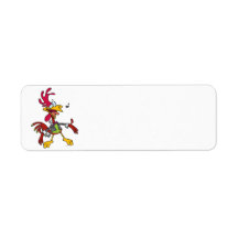 silly singing rooster cartoon return address labels