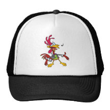 silly singing rooster cartoon mesh hats