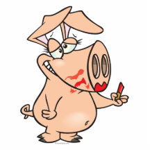 silly sloppy lipstick piggy pig cartoon photo sculpture