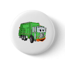 Silly Smiling Garbage Truck Cartoon Buttons
