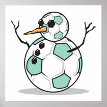 silly soccer ball snowman print