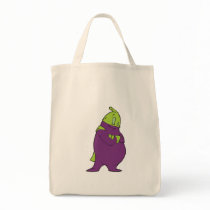 silly superhero eggplant cartoon character canvas bags