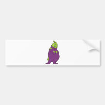 silly superhero eggplant cartoon character bumper sticker