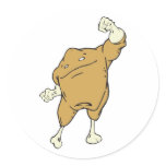 silly superhero super chicken food character round sticker