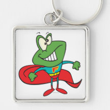 silly superhero super hero frog key chains