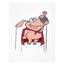 silly superhero super pig cartoon personalized announcements