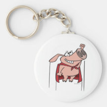 silly superhero super pig cartoon key chain