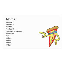 silly superhero villian pepperoni pizza character business card templates