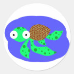 Silly swimming sea turtle stickers