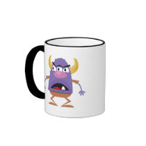 silly three-eyed ogre monster coffee mugs