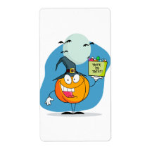 silly trick or treat halloween pumpkin character labels