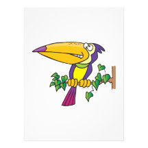 silly tropical toucan cartoon custom announcements