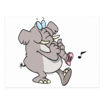 silly trumpet horn elephant tooting trunk post cards