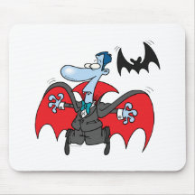 silly vampire and bat cartoon mousepad