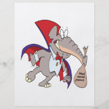 silly vampire elephant cartoon flyer design