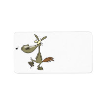 silly whistling pony horse cartoon personalized address label