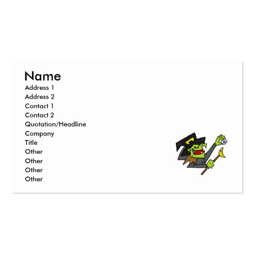silly witch with eyeball & wand business cards