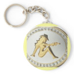 SILOUETTE GIRL WITH GUN KEY CHAINS
