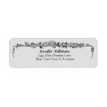 Silver a Black Vintage Flower Border Address Label