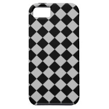 Silver and Black Diagonal Checkerboard Design iPhone 5 Cases