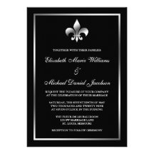 Silver and Black Fleur de Lis Wedding Custom Announcement