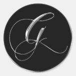 Silver And Black Formal Wedding Monogram G Seal stickers