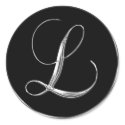 Silver And Black Formal Wedding Monogram L Seal stickers