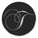 Silver And Black Formal Wedding Monogram T Seal stickers