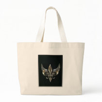 SILVER AND BLACK WINGED FLEUR-DE-LIS CANVAS BAGS
