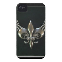 SILVER AND BLACK WINGED FLEUR-DE-LIS IPHONE 4 CASE-MATE CASES