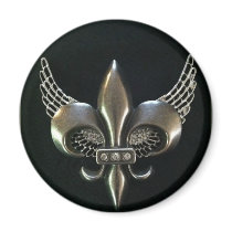 SILVER AND BLACK WINGED FLEUR-DE-LIS MAGNETS