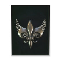 SILVER AND BLACK WINGED FLEUR-DE-LIS POST CARD