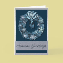 Silver and Blue Christmas Wreath cards