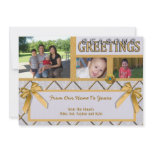 Silver And Gold Three Photo Seasons Greetings Card Personalized Invites
