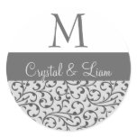 SILVER and GRAY Damask Wedding Monogram