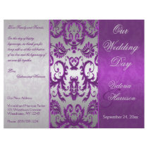 Silver and Purple Damask II Wedding Program