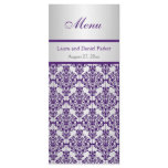 Silver and Purple Damask Menu Card Rack Card Design