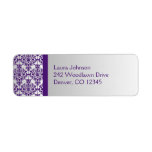 Silver and Purple Damask Return Address Label