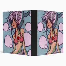 Silver and Red Mermaid Illustration Binder