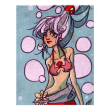 Silver and Red Mermaid Illustration Custom Announcement