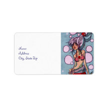Silver and Red Mermaid Illustration Custom Address Labels