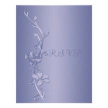Silver and Violet Floral Reply Card Custom Invitation