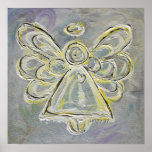 Silver and White Guardian Light Angel Poster Print