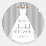 Silver and White Wedding Dress Bridal Shower Sticker