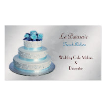 silver aqua Wedding Cakemakers business Cards